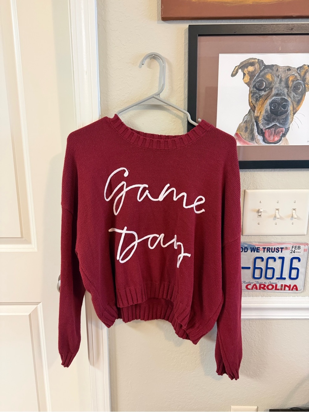 miami Maroon Crewneck Sweater with White Script